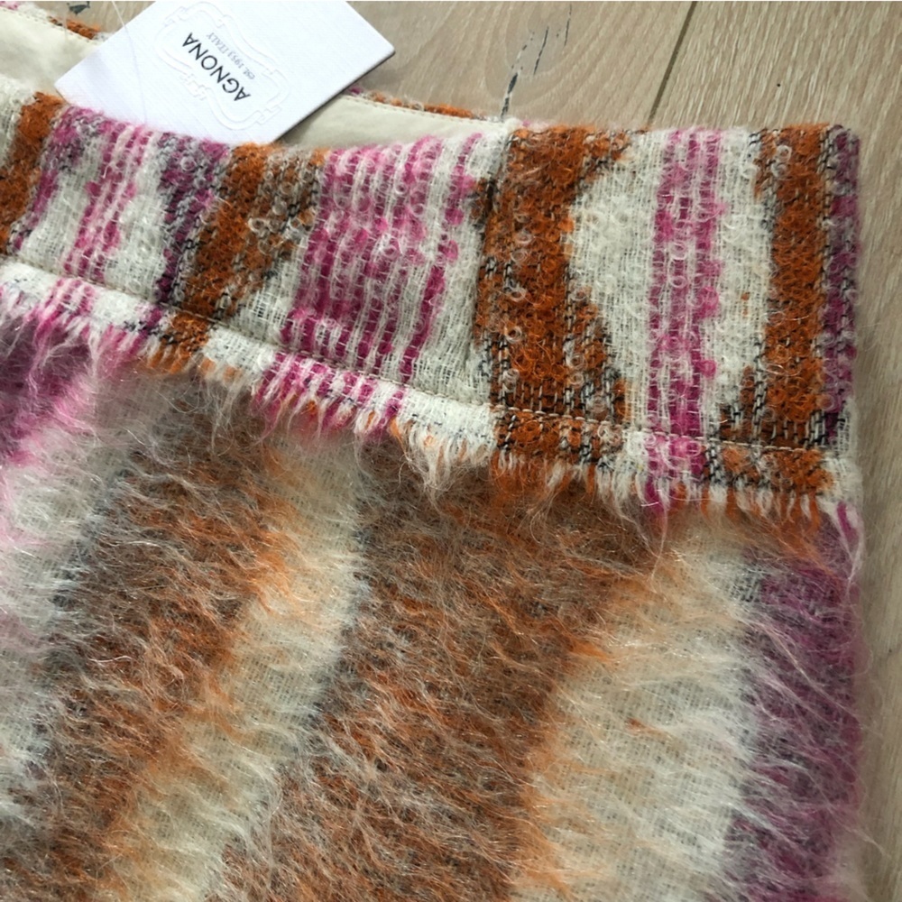 NWT Agnona Italy Cashmere Mohair Blend Striped Skirt Designer - Picture 5 of 8